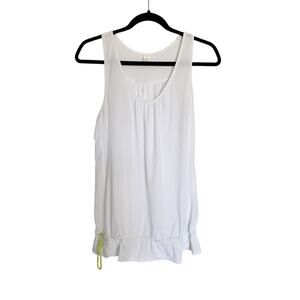 Lucy Athletic Drawstring Hem White Tank Top Large
